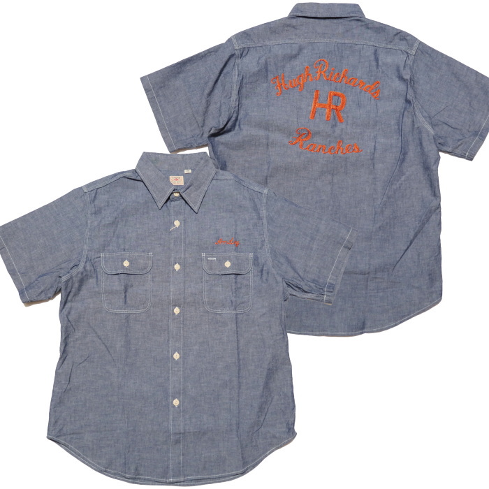SUGAR CANE シュガーケーン シャンブレーワークシャツ 刺繍 SC39126 Hugh Richards Ranches｜head-lock｜02