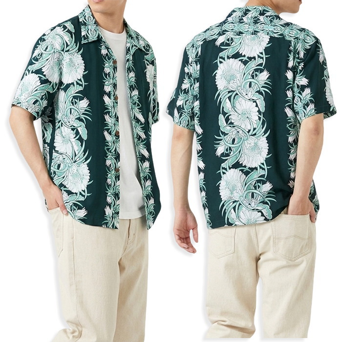SUN SURF サンサーフ アロハシャツ NIGHT BLOOMING CEREUS BORDER 半袖