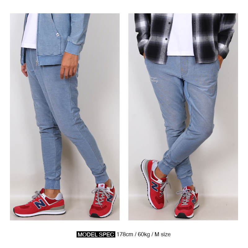 ジョガーパンツ メンズ ブラスト仕上げ デニムカラー 伸縮ストレッチ インディゴニット裏起毛 スウェットパンツ 暖パン 保温 |  | 01