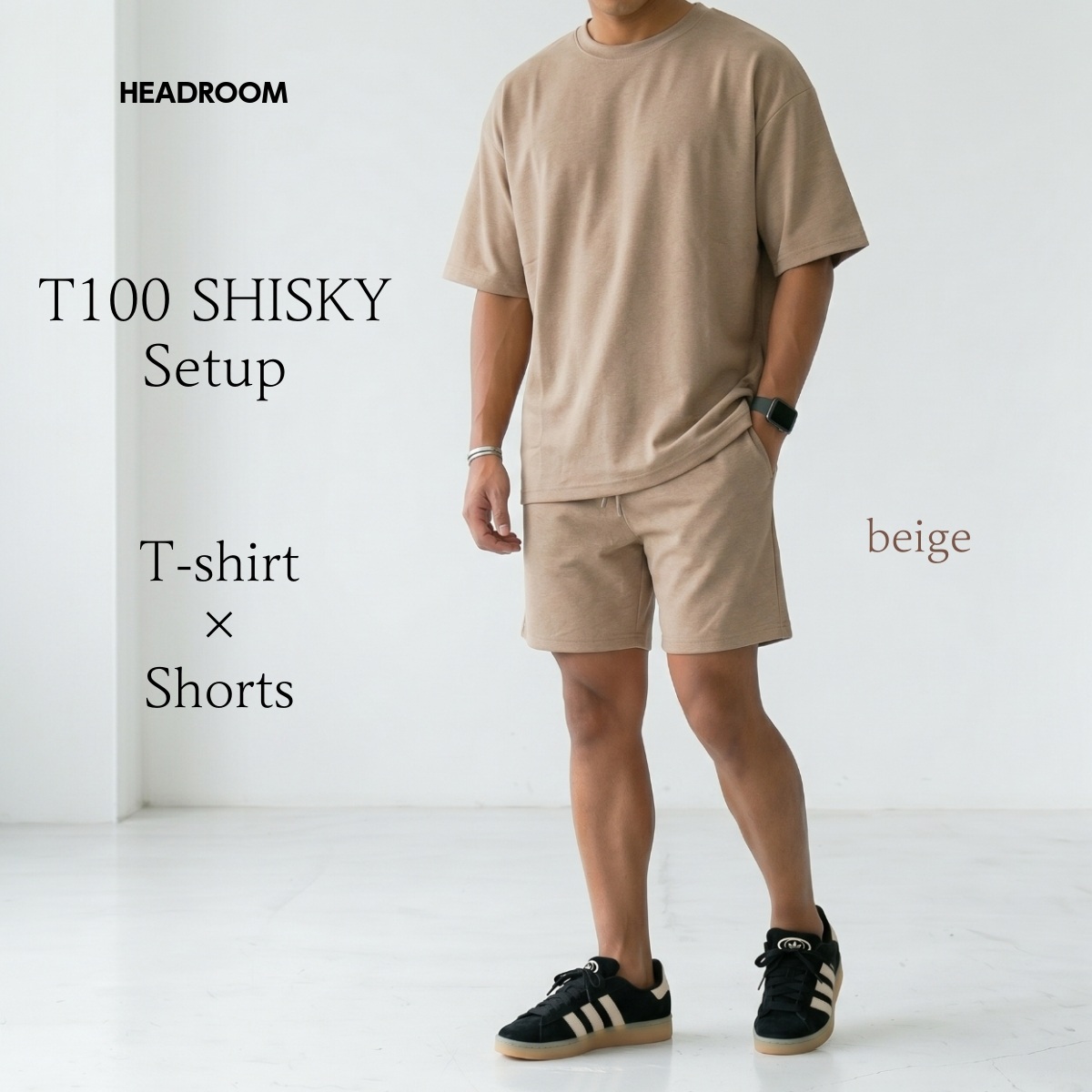 セットアップ メンズ 夏 上下セット 半袖Tシャツ ショートパンツ T100 SHISKY 速乾 ポリエステル ビッグシルエット 膝上 短パン 無地 通気性 ルームウェア |  | 05