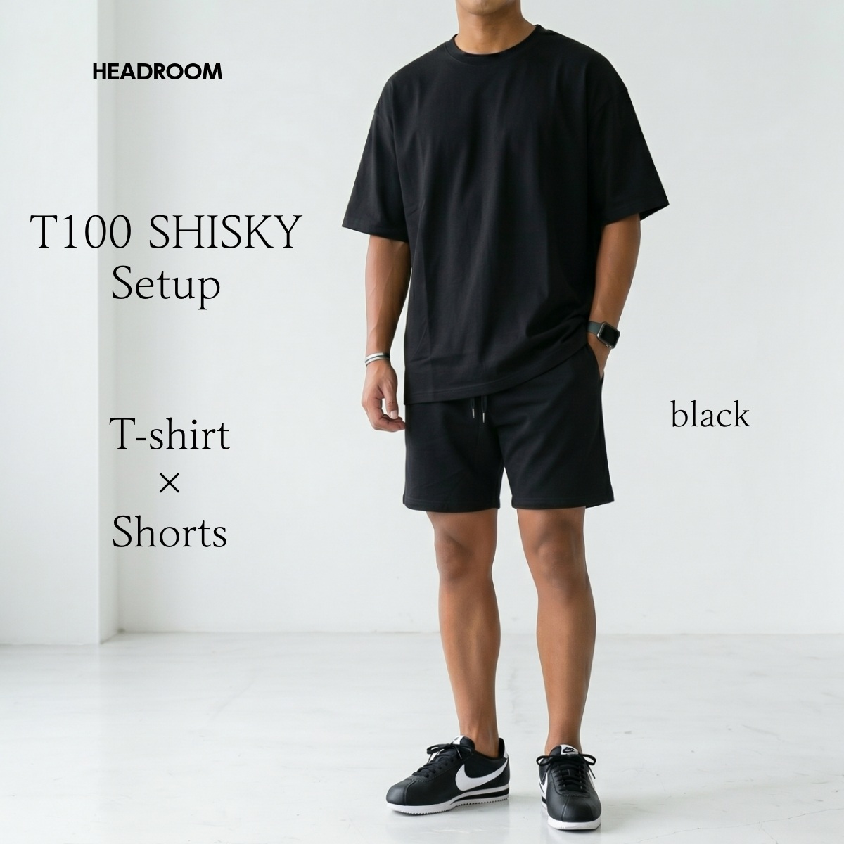 セットアップ メンズ 夏 上下セット 半袖Tシャツ ショートパンツ T100 SHISKY 速乾 ポリエステル ビッグシルエット 膝上 短パン 無地 通気性 ルームウェア |  | 02