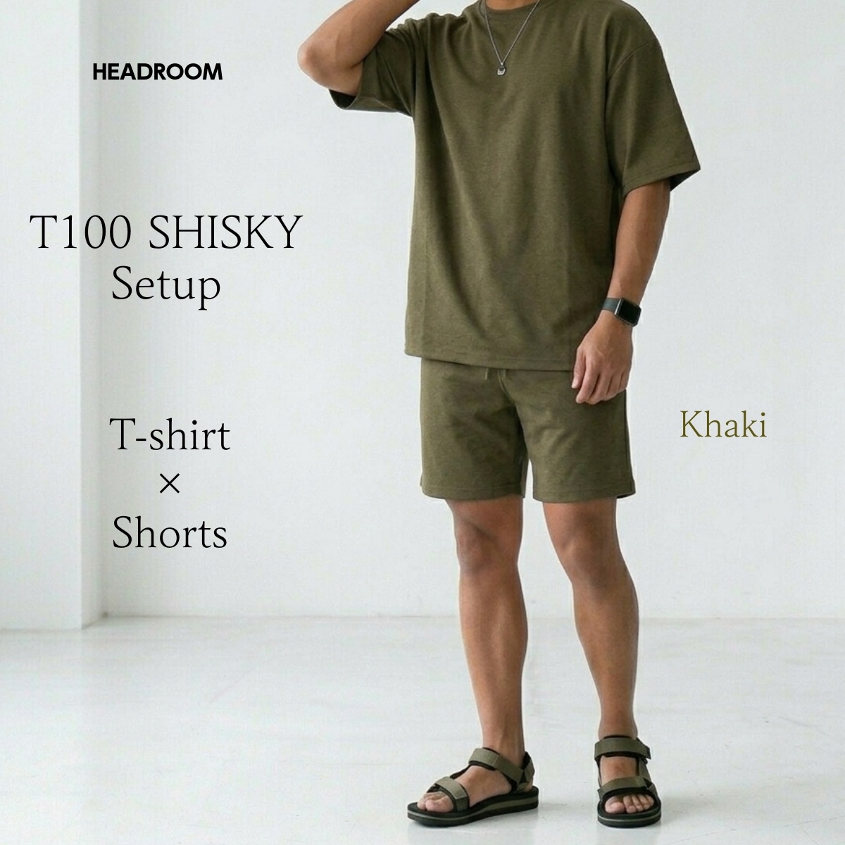 セットアップ メンズ 夏 上下セット 半袖Tシャツ ショートパンツ T100 SHISKY 速乾 ポリエステル ビッグシルエット 膝上 短パン 無地 通気性 ルームウェア |  | 04