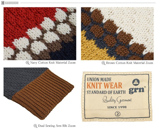 grn ニットセーター クルーネック メンズ マルチカラー パネル