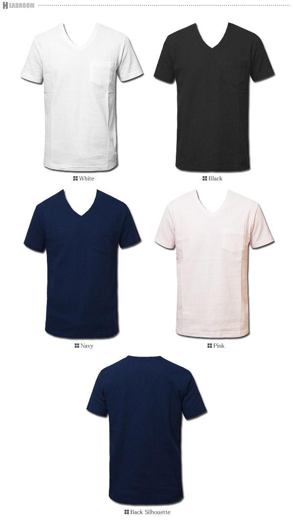 Tシャツ メンズ 半袖 Tシャツ ストレッチ シアサッカー Vネック
