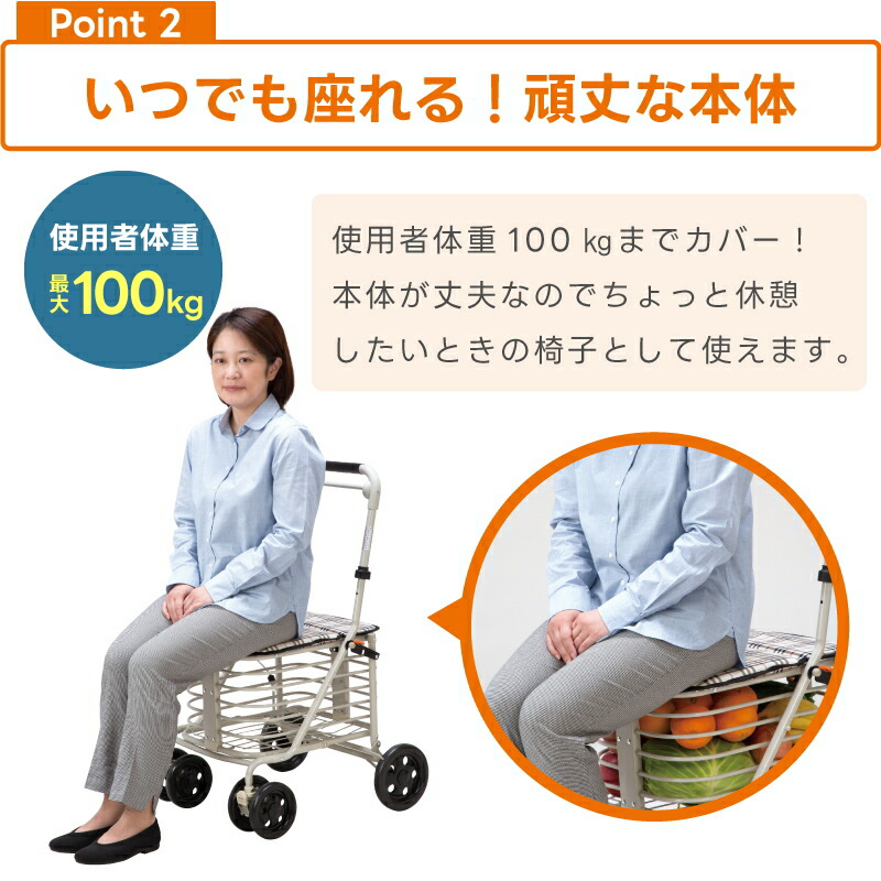 メーカー直送品送料無料】 【代引き・同梱不可】 腰かけ付カート