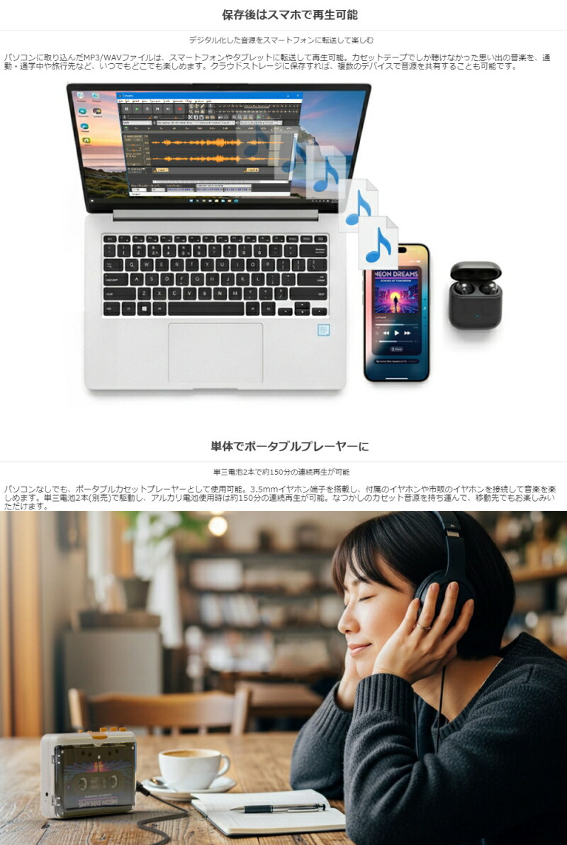 ポータブルカセットプレーヤー ニューカセッピ SD-U2CCA-01 エアリア