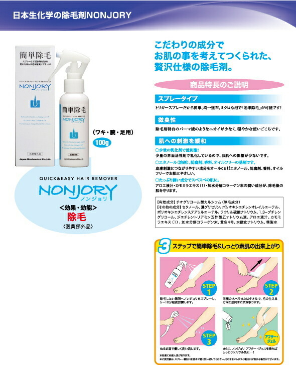NONJORY ノンジョリ トリガータイプ スプレー式 除毛剤 100g 【医薬部