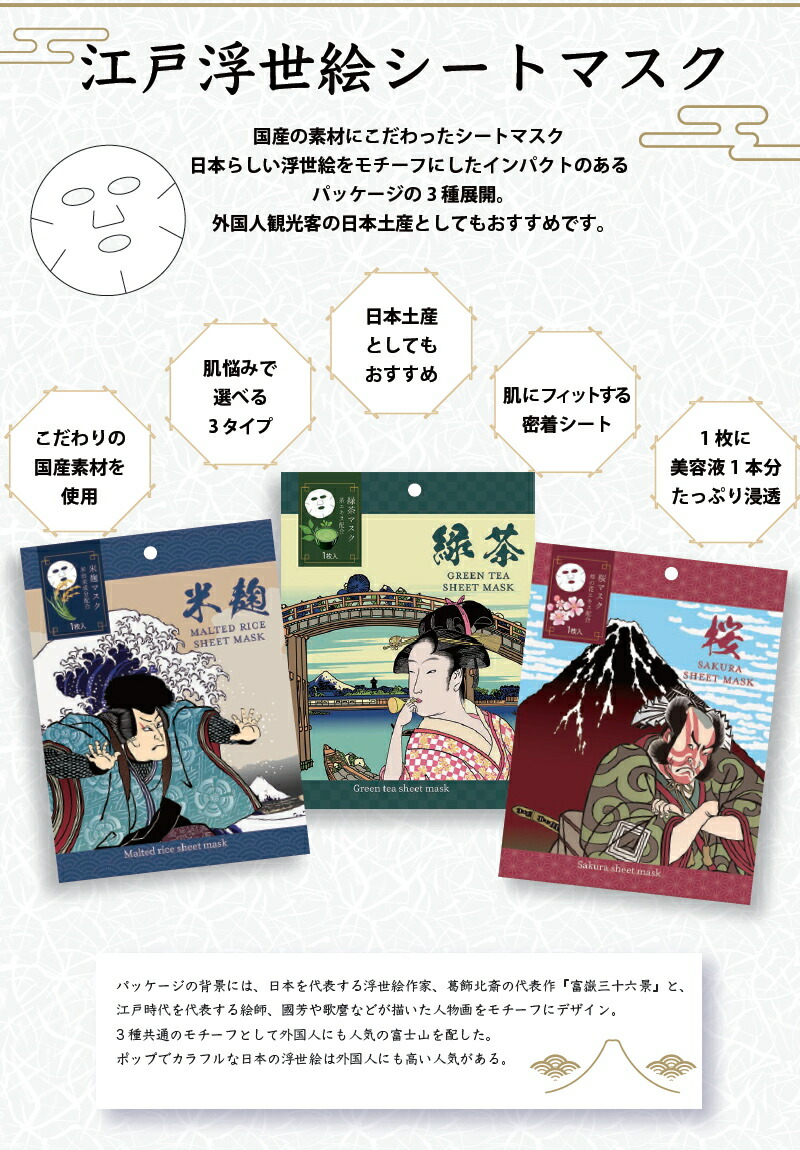 フェイスマスク マスク パック 青和通商 江戸浮世絵シートマスク 5枚