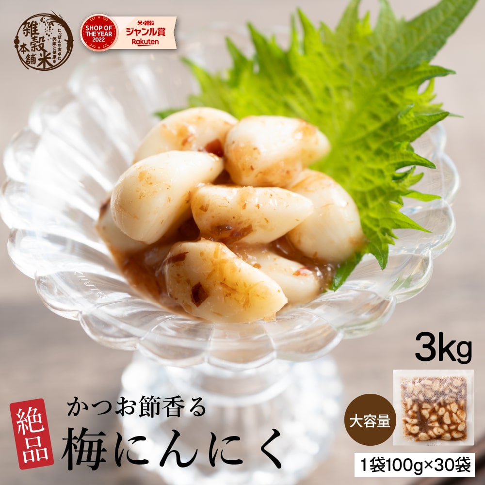 Yahoo! Yahoo!ショッピング(ヤフー ショッピング)漬物 無臭 梅にんにく 3kg（100g×30袋） [ 送料無料 漬け物 ニンニク うめ 梅肉 おつまみ 臭わない ] ヘルシー＆スマイル