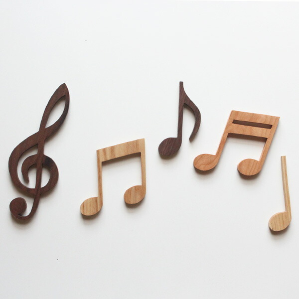 ８分音符 八分音符 木製 記号 オブジェ 音楽 3種類 楽譜 音楽