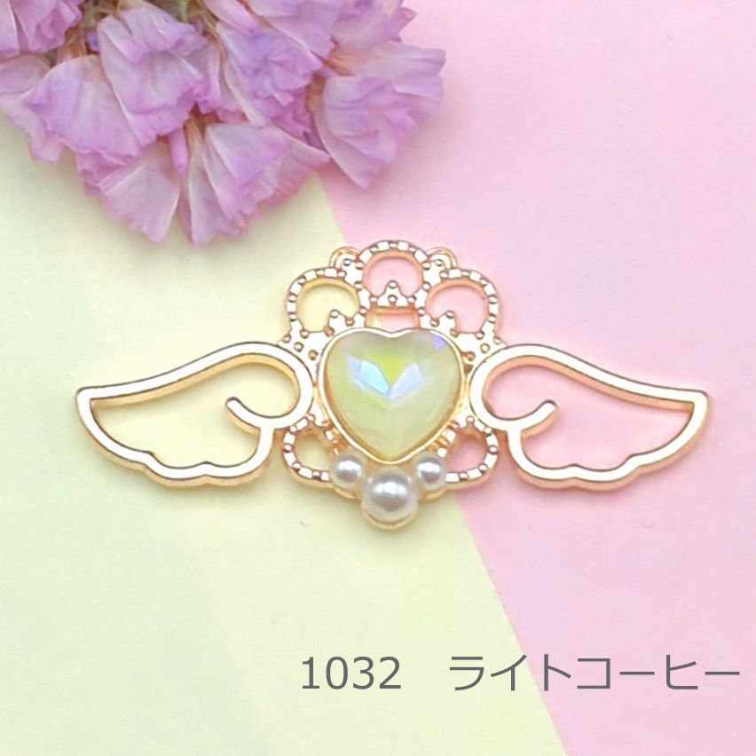 【E-302】ゴールド　エンジェルハート　ミルキー　ハンドメイド　センターパーツ　41mm×20mm　全6色｜heart-dream｜05