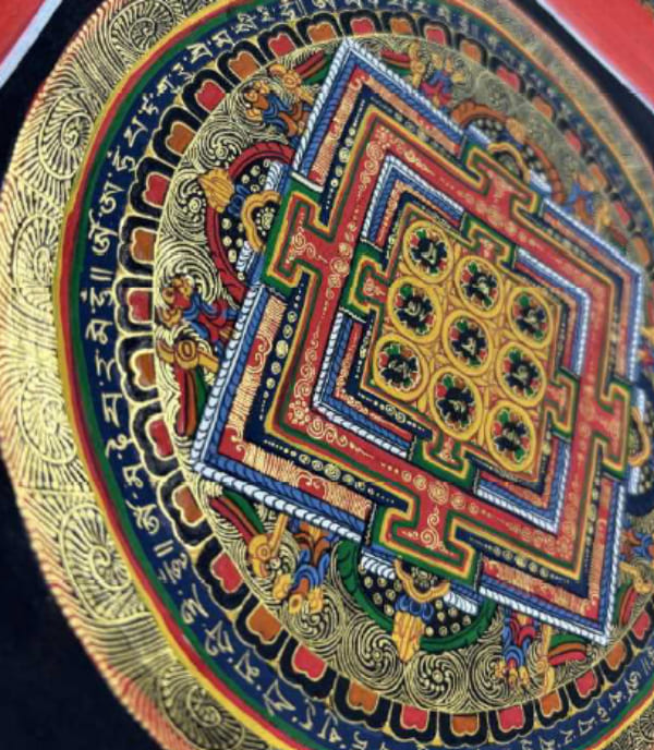 純金粉 宇宙の真理 肉筆密教曼荼羅画 額装済み 手描き 曼荼羅アート