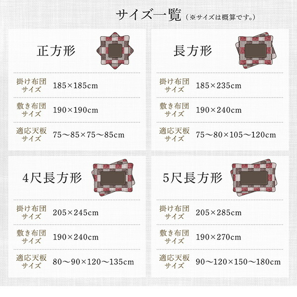 こたつ用布団 和モダンデザイン  の市松模様こたつ布団 こたつ用掛け布団 単品  正方形 (75×75cm)天板対応｜heartfelt｜13