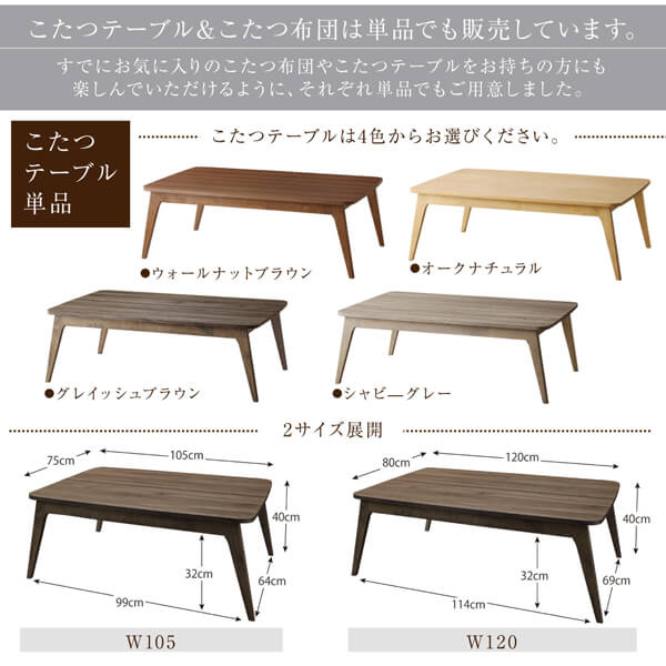 こたつ こたつテーブル おしゃれ 北欧  デザイン こたつ フラットヒーター こたつテーブル 単品 4尺 長方形 (80×120cm)｜heartfelt｜19