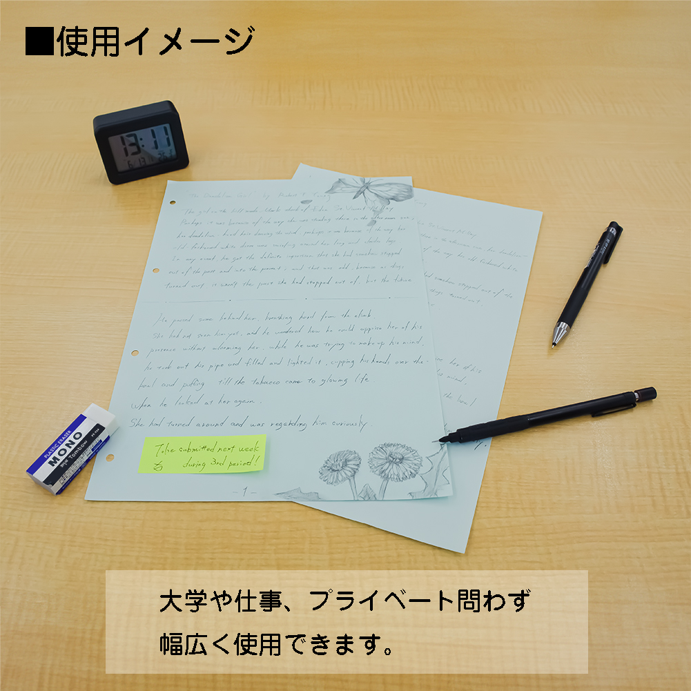 ルーズリーフ A4 4穴 100枚 紀州の色上質紙 中厚口 無地 無罫 講義