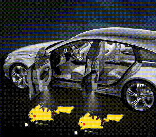 カーテシライト 高価値セリー ロゴ Led カーテシランプ 充電式 ドア レーザーライト 車 アニメ 足元照明 配線不要 汎用 表面が光ります 追突防止 漫画 動く画像