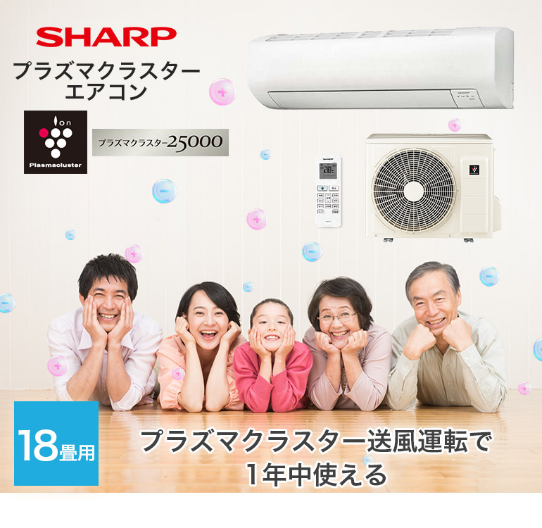 エアコン シャープ SHARP プラズマクラスター 18畳用 18畳 5.6kw 冷房 16畳〜18畳 2024年 単相200V  コンセント：タンデム型 室内機＋室外機＋リモコン 新品