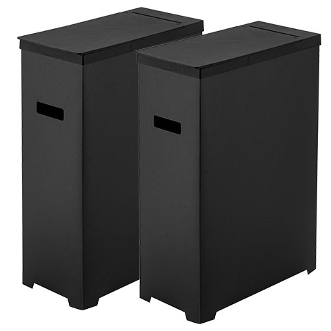 【新品2個セット】フィレッテ 　スライドゴミ箱 ブラック×ブラック 同色2個セット スリム蓋付きゴミ箱 35L 庫内分別 ホワイト