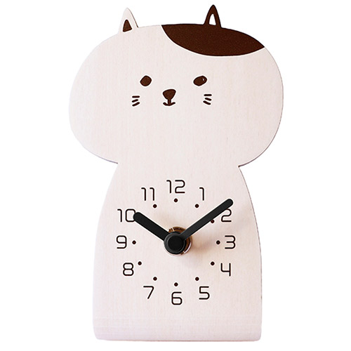 置き時計 chara CATS キャラキャッツ 乾電池式 ナチュラル ブラウン ホワイト YK20-103 日本製 ヤマト工芸 yamato ねこ 猫 おしゃれ スタンド時計 アナログ｜heartmark-shop｜04