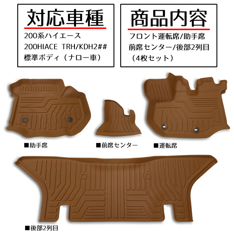 ハイエース200系　標準車ナロー車　3Dフロアマット　T5910 ハイエース 200系 標準 ナロー車専用 フロアマット 3D 防水
