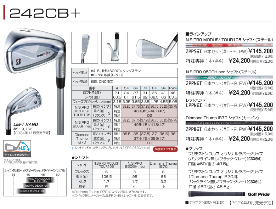 ブリヂストンゴルフ 242CB+ アイアン5本セット(＃6〜９.PW) カーボンシャフト【特注カスタムオーダー】 : 242cb-cus-24 :  GOLF SHOP WAY 2号店 - 通販 - Yahoo!ショッピング