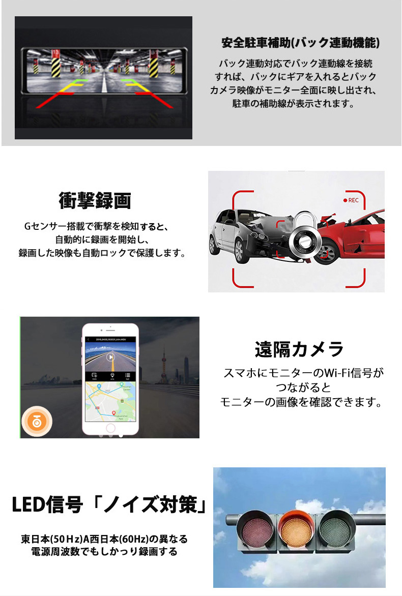 ADAS運転支援搭載 バックカメラモニター セット Carplay AndroidAuto