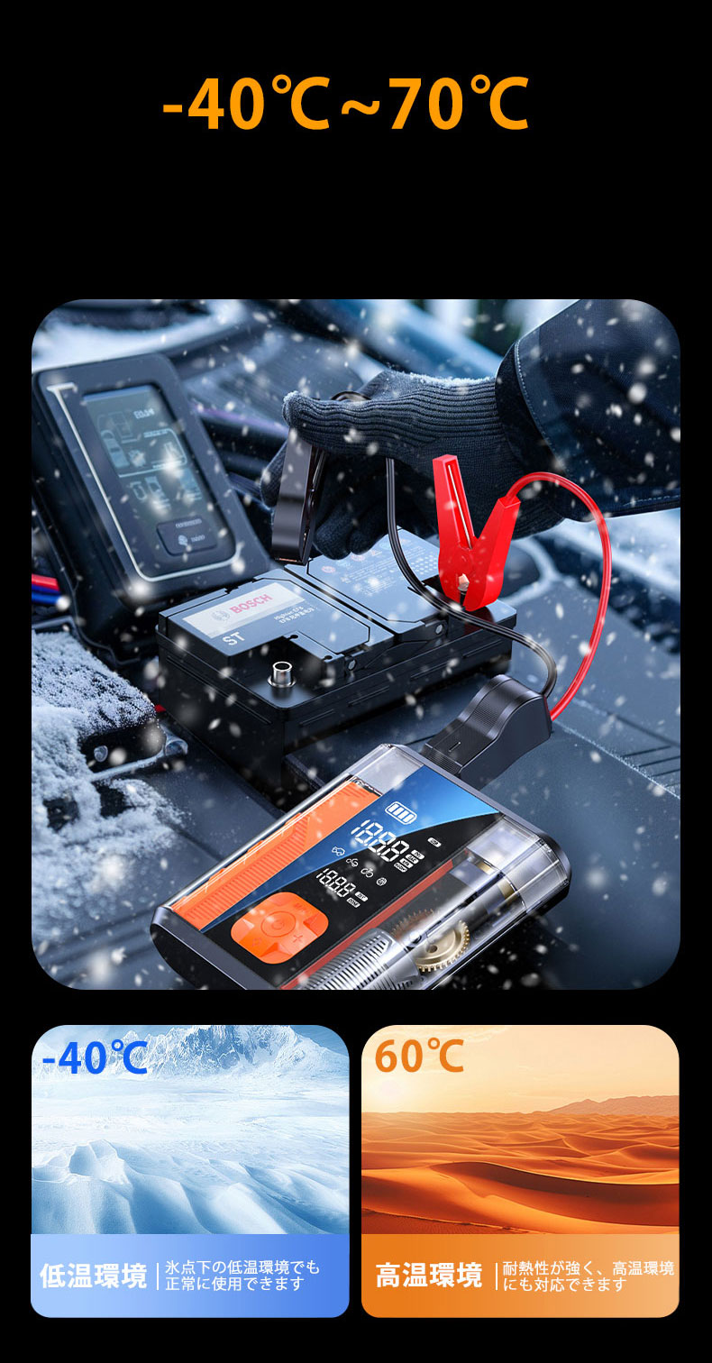 4in1 ジャンプスターター エアポンプ 多機能 電動空気入れ 自転車