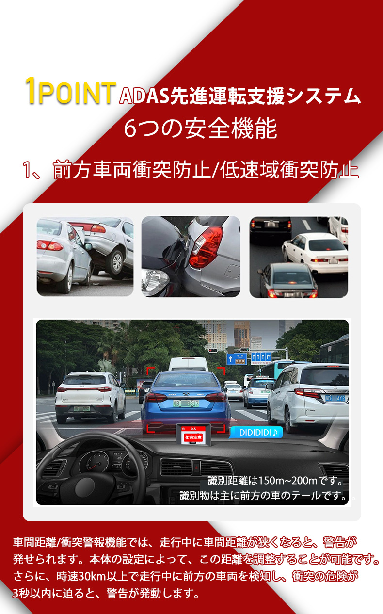 ADAS先進運転支援 ドライブレコーダー ドラレコ リアルタイム3D