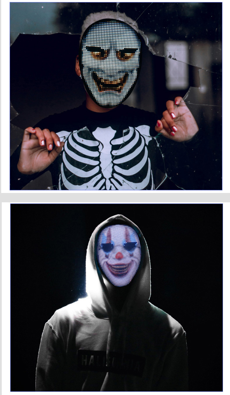 即納 ハロウィン LEDマスク 仮装 ガイコツ コスプ ダンス アプリ
