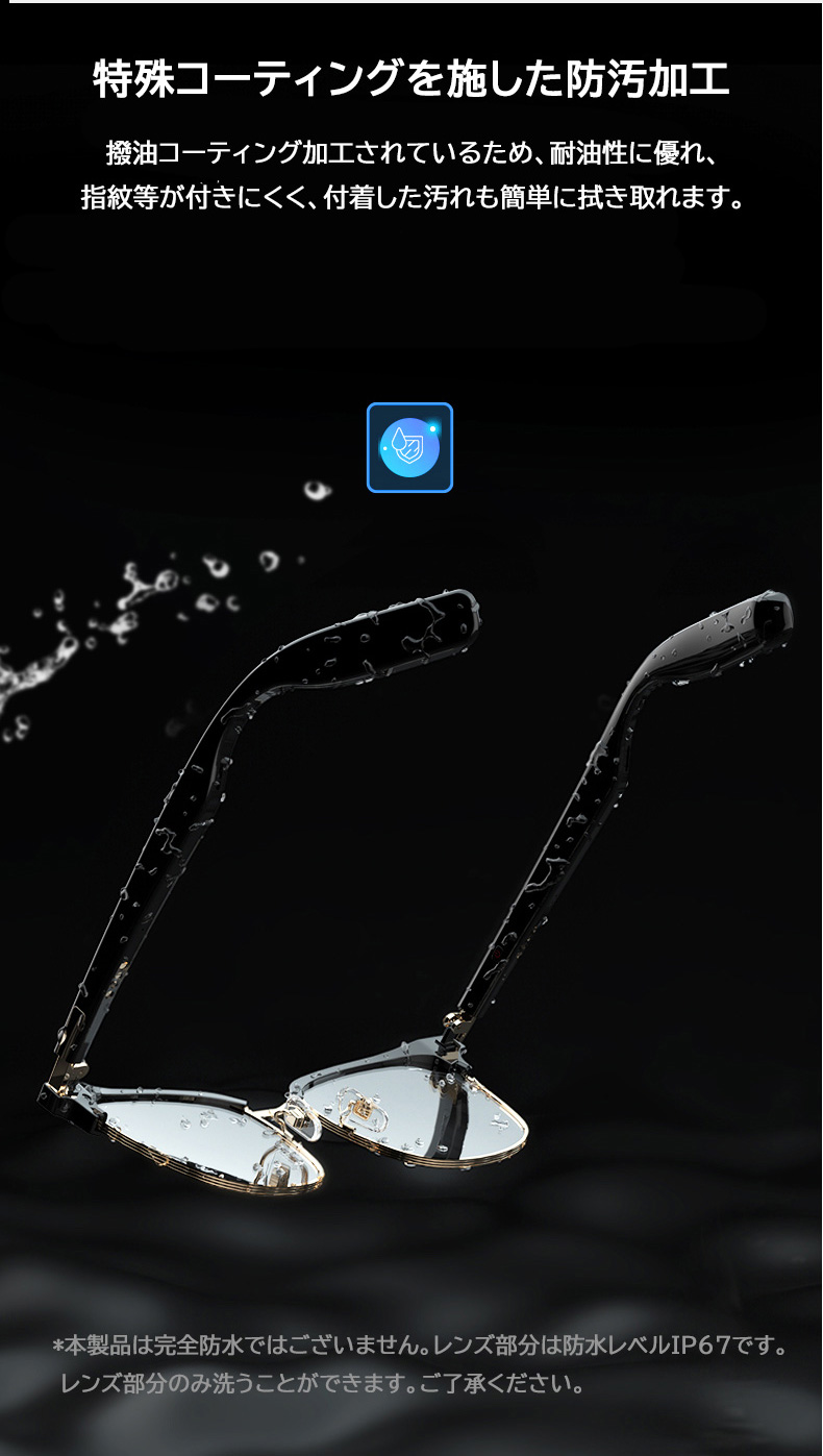 スマートブルートゥース眼鏡 スマートグラス　Bluetooth サングラス 偏光レンズ  レンズ交換可能 ライトカットグラス ワイヤレスメガネ 通話可能 マイク内蔵 sun｜heartsystem｜19