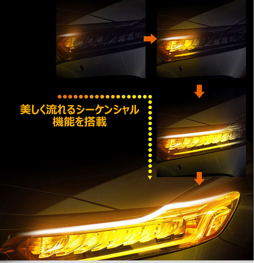 60cm 汎用 シーケンシャル ウインカー LED シリコン チューブ ライト ホワイト アンバー 流れるウインカー LEDテープ カット可能  ２本セット : shoumennagareru : ハートシステムグループ - 通販 - Yahoo!ショッピング