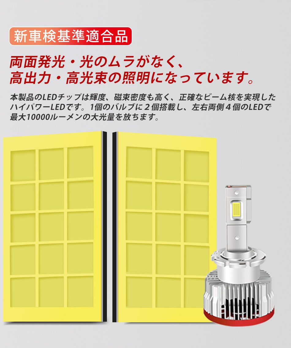 LEDヘッドライト D2R D2C D2S D4R D4S D4C D1 車検対応 爆光合計17200LM LEDフォグランプ 12V 24V 6500K ファンレス LEDキット オールインワン 関連画像2