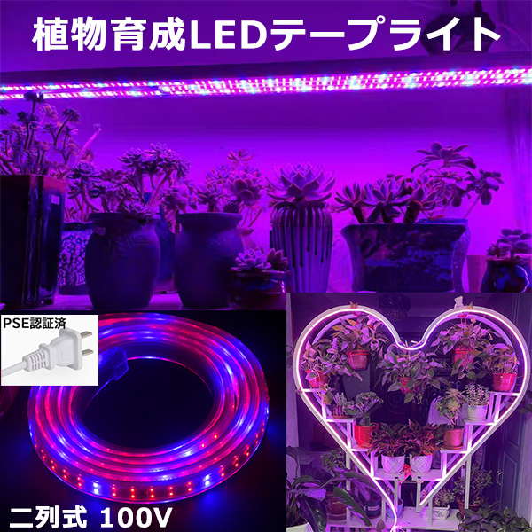 植物育成ライト LEDテープライト 30m 二列式 植物育成LED pse認証 観葉植物育成ライト トフルスペクトル 180smd/1m 赤と青 室内栽培ライト