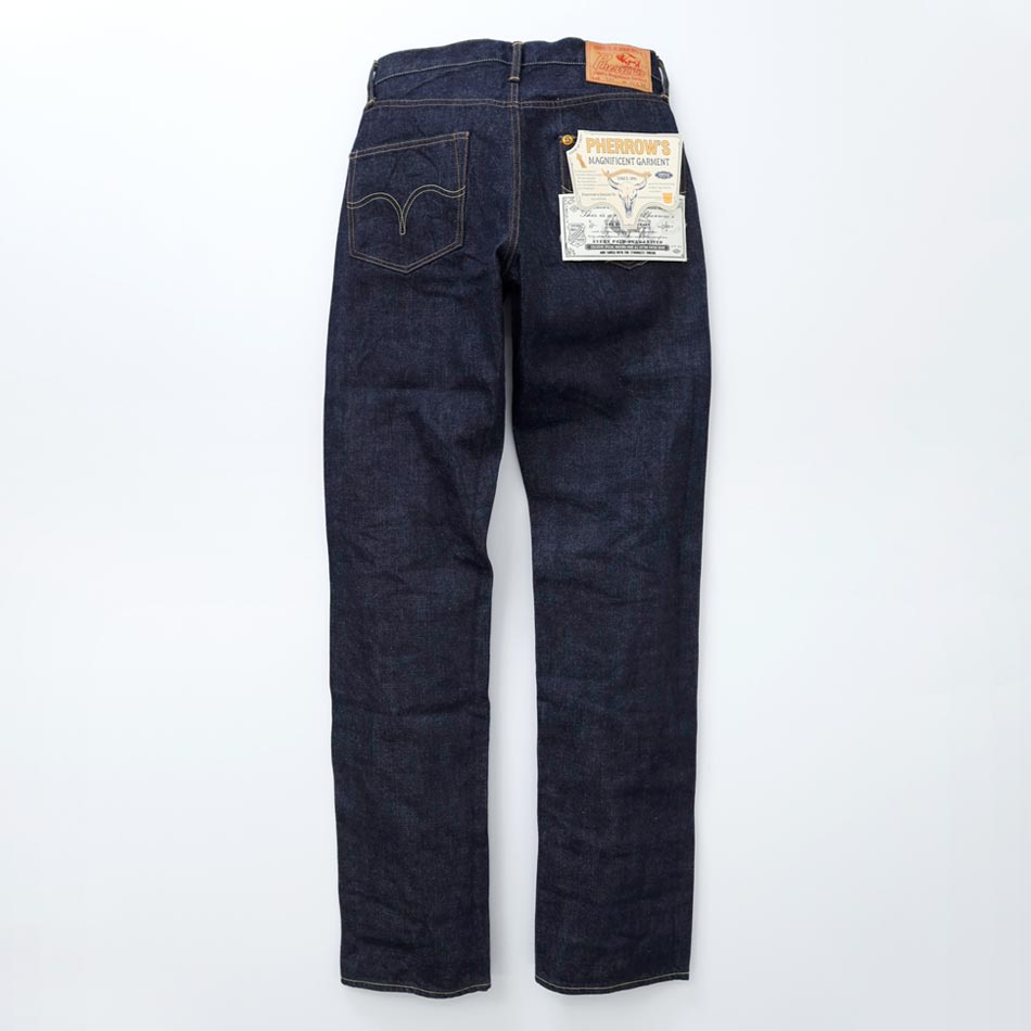 【PHERROW'S】フェローズ W30 デニム ボタンフライ 濃紺 ストレート PHERROWS 20AW!!405SW TAPERED JAPAN FIT INDIGO DENIM