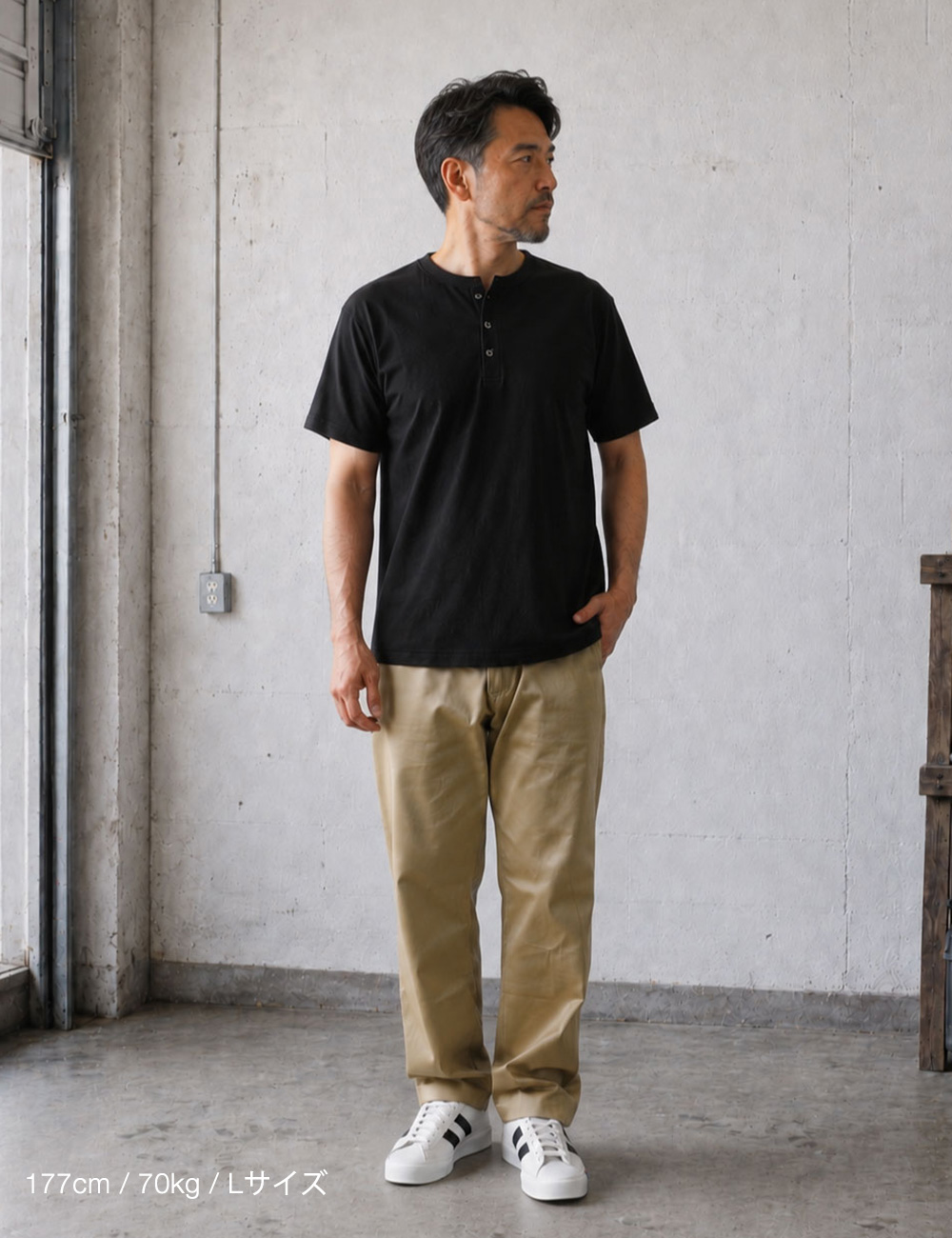 BLUE PORT ヘンリーネックTシャツ メンズ 半袖 5.6oz 丸胴 コットン100