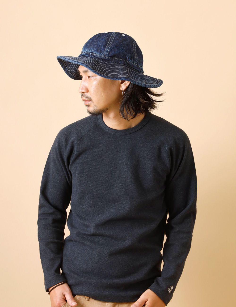 DECHO（デコー） バケットハット メンズ アーミー デニム つば広
