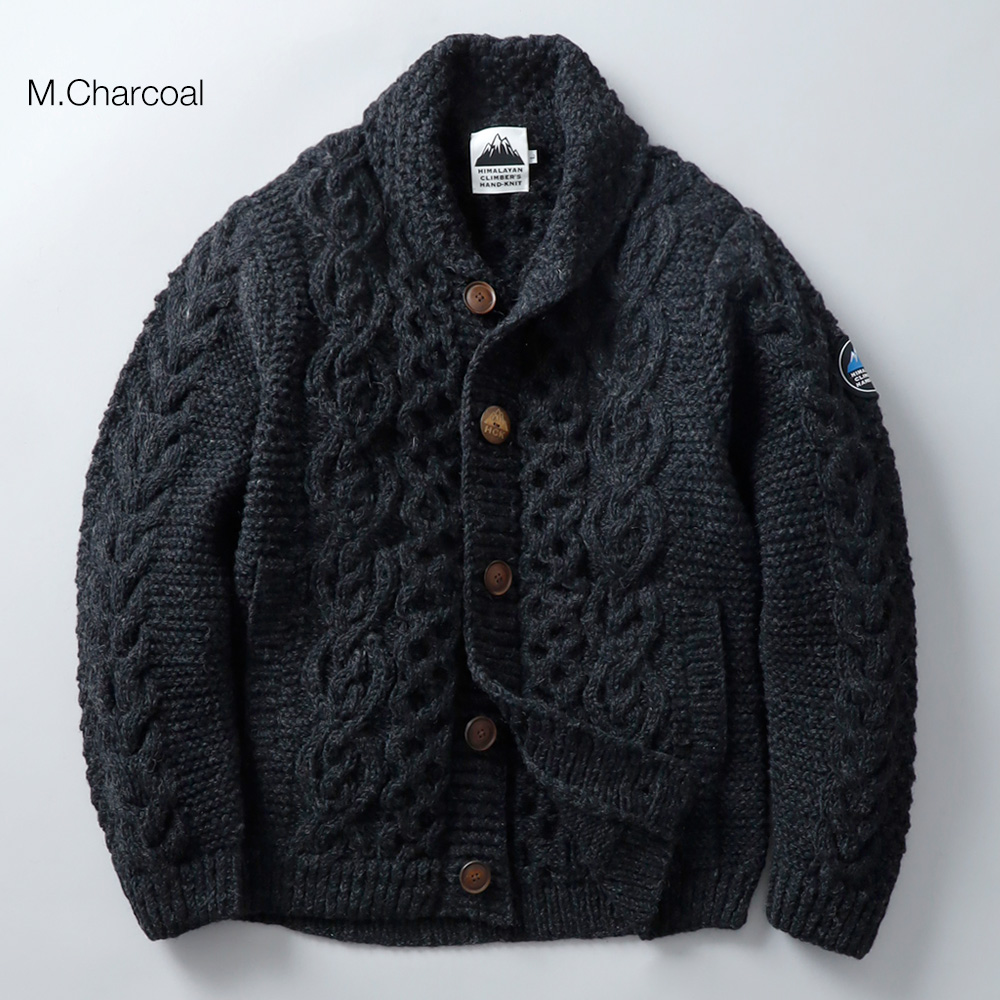 HIMALAYAN CLIMBER'S HAND-KNIT ショールカラーカーディガン メンズ