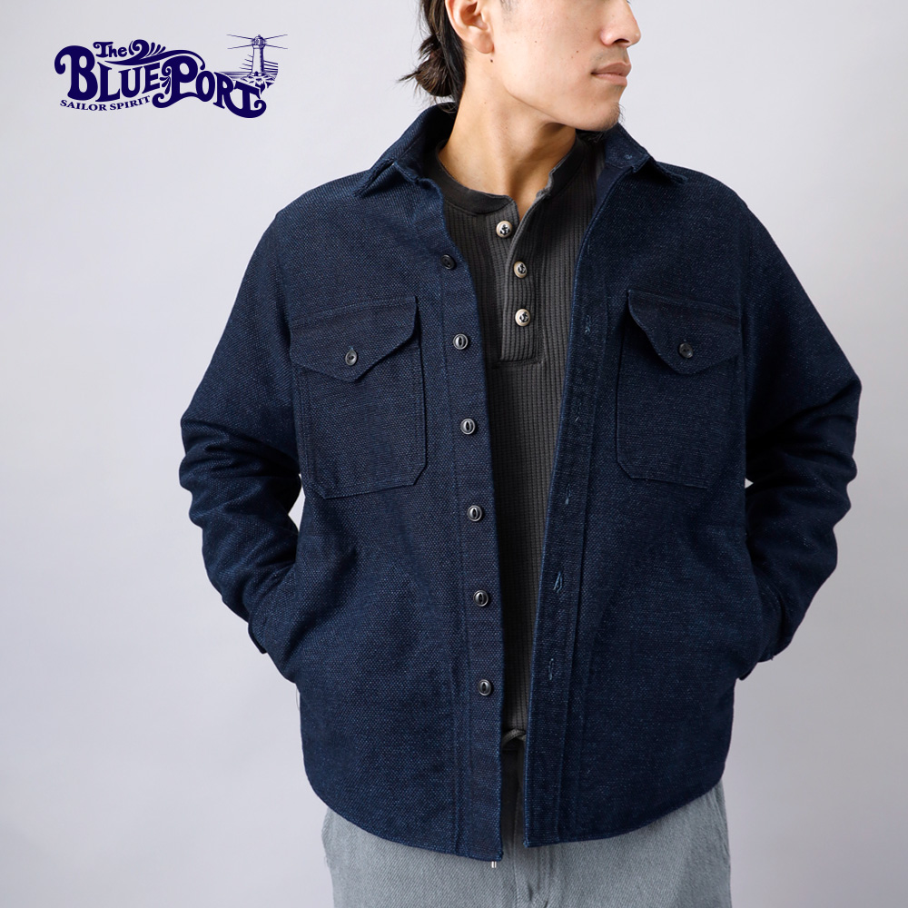 デニムシャツジャケット　indigo インディゴ BLUE PORT 刺し子 シャツ ジャケット インディゴ ライトアウター