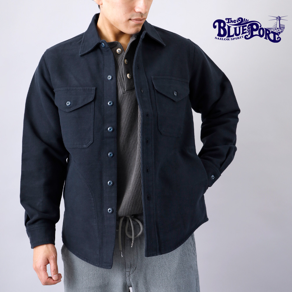 BLUE PORT コットンメルトン CPOシャツジャケット メンズ ネイビー