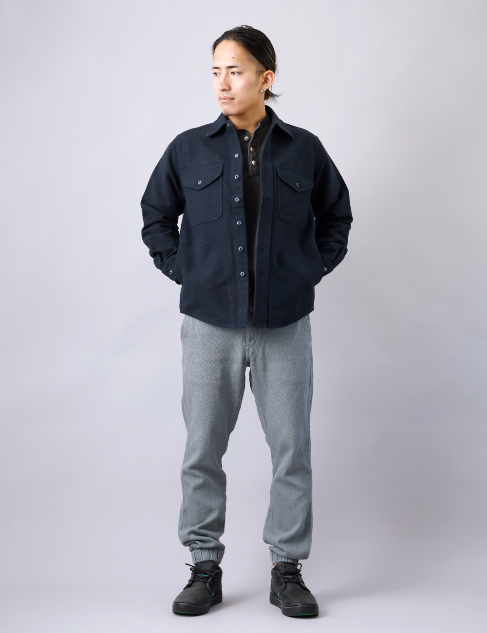 BLUE PORT コットンメルトン CPOシャツジャケット メンズ ネイビー