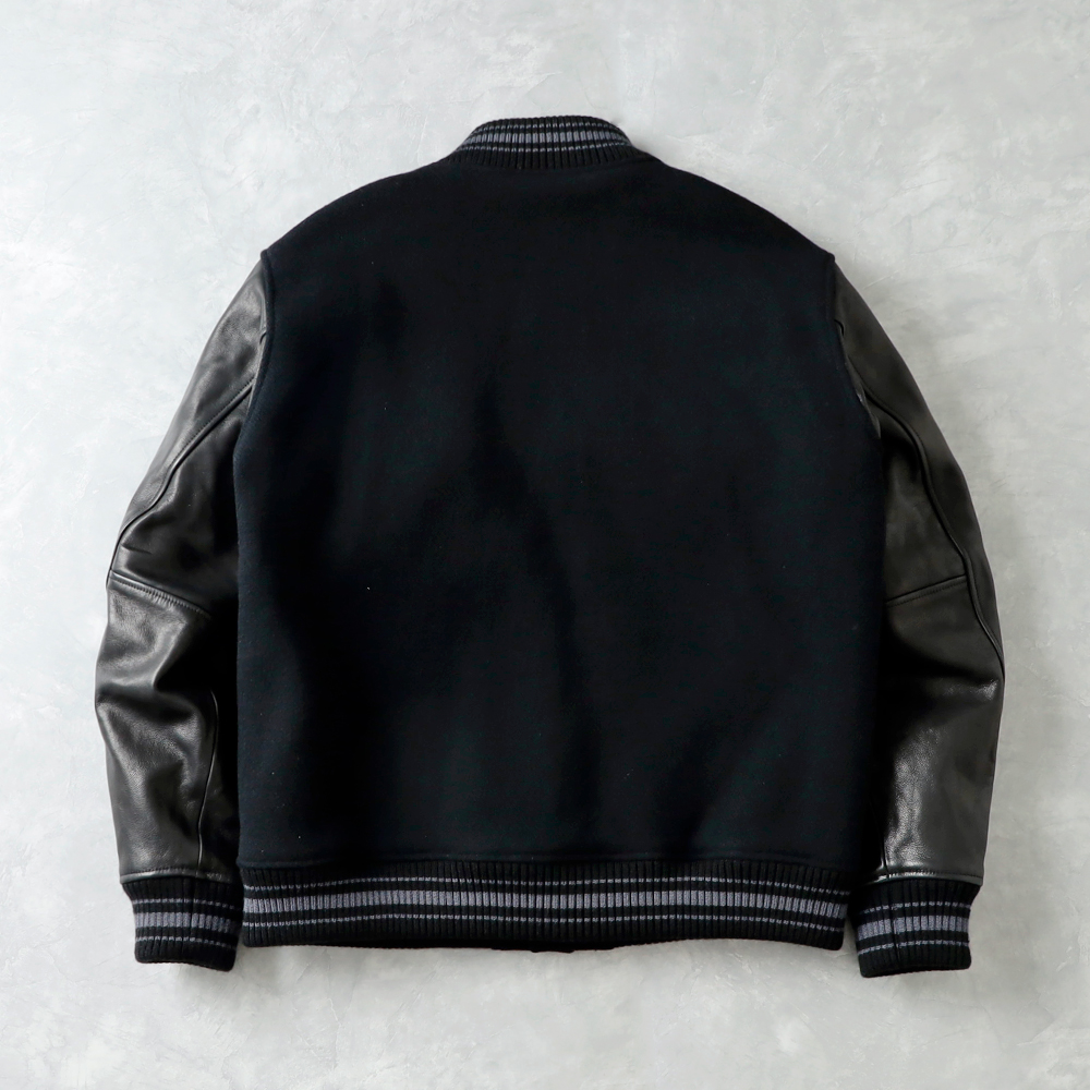 極美品 SKOOKUM レザージャケット レターマンジャケット ネイビー 楽天