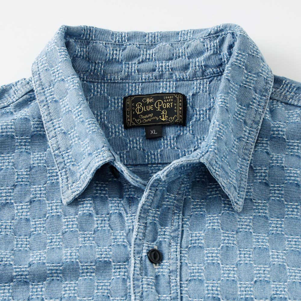 BLUE PORT デニムシャツ メンズ ワークシャツ 長袖 インディゴ ジャ