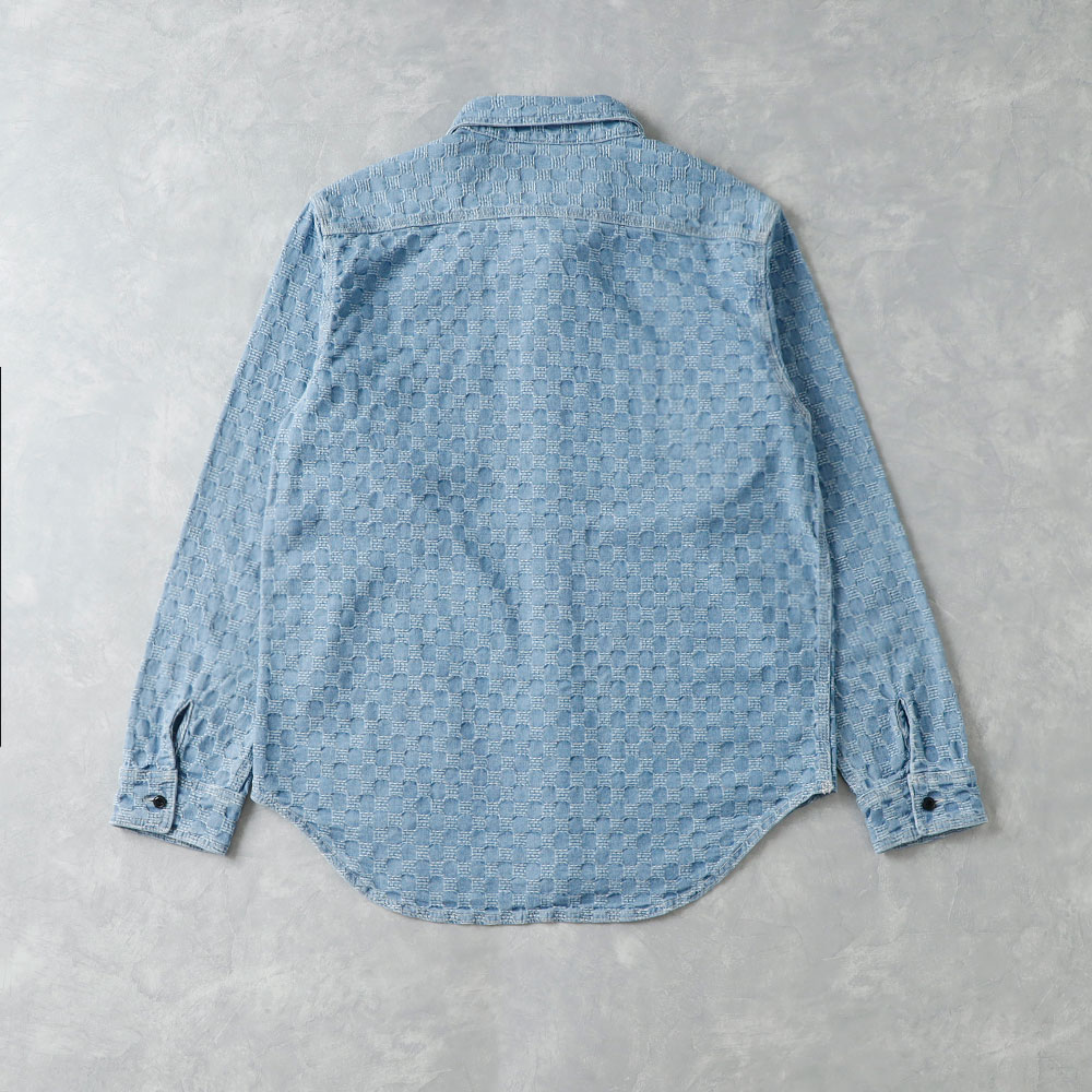 BLUE PORT デニム インディゴ シャツ メンズ 長袖 変わり織 ワーク