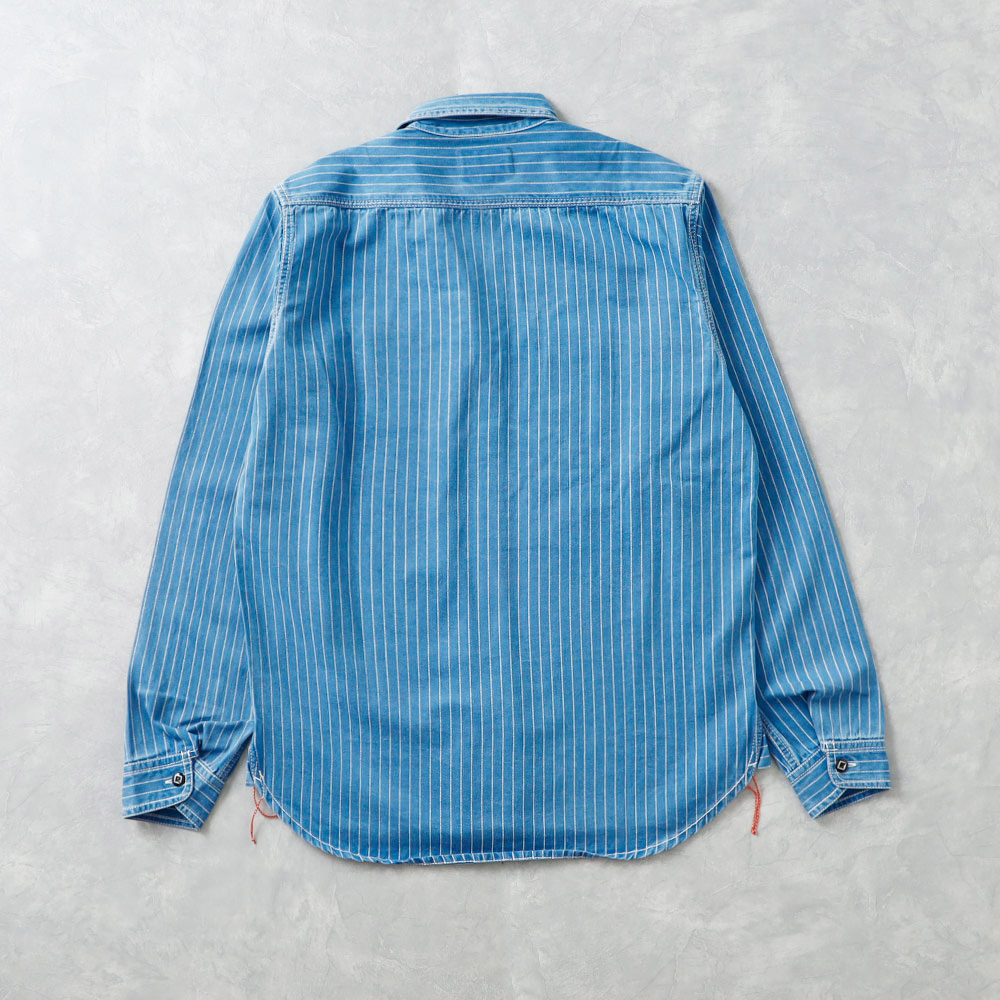 BLUE PORT インディゴ ワークシャツ メンズ ウォバッシュ 長袖 シャツ