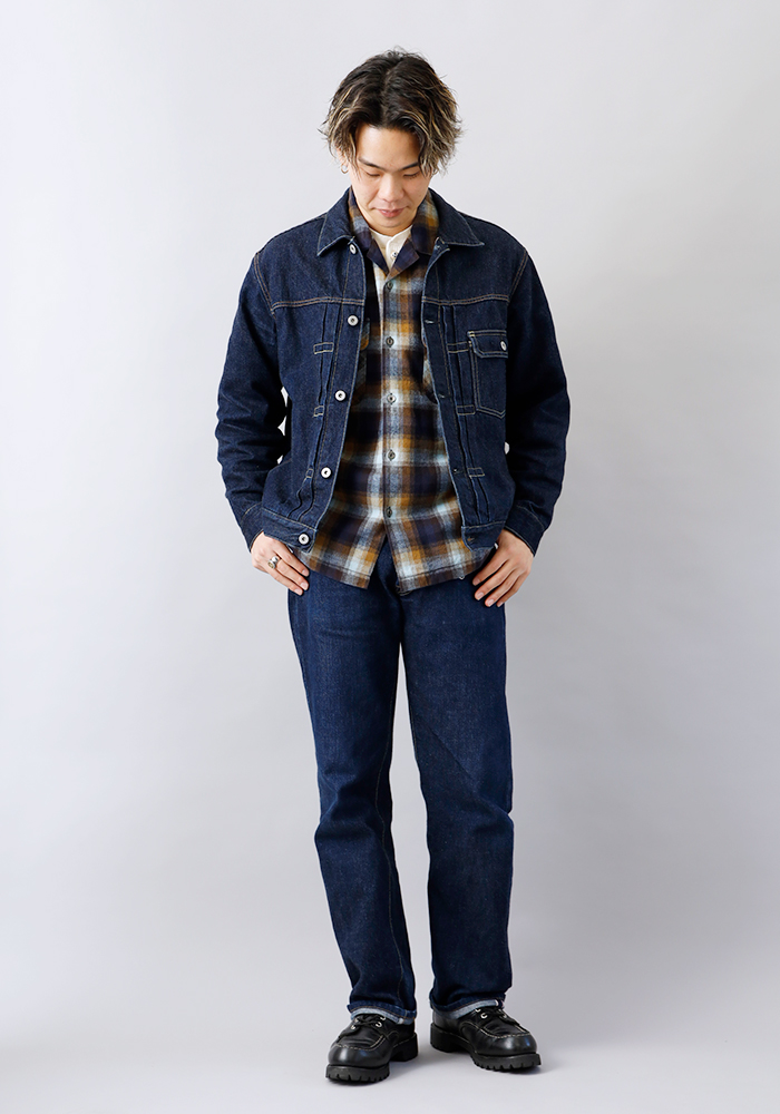 BLUE PORT オンブレ メンズ シャツ 長袖 フランネル 綿100