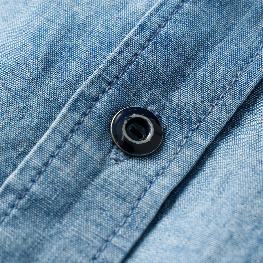 BLUE PORT シャンブレー プリントシャツ メンズ ワークシャツ 長袖