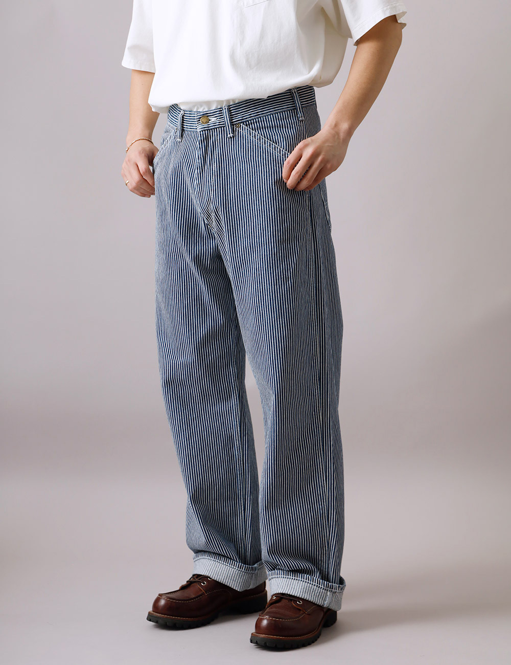 BLUE PORT ワイドパンツ メンズ ヒッコリー ヒッコリーパンツ