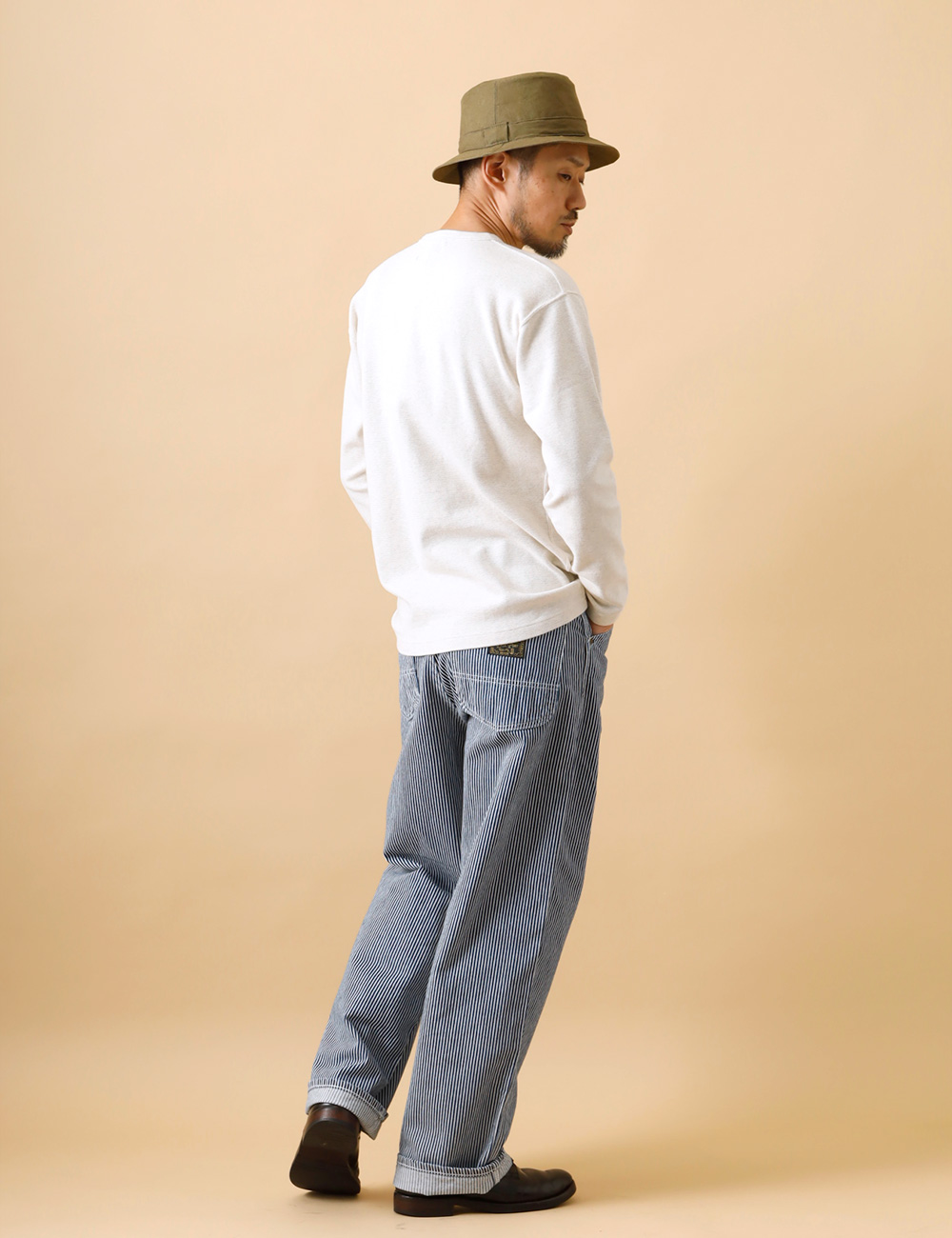 BLUE PORT ワークパンツ メンズ ヒッコリー ワイド 岡山児島 日本製