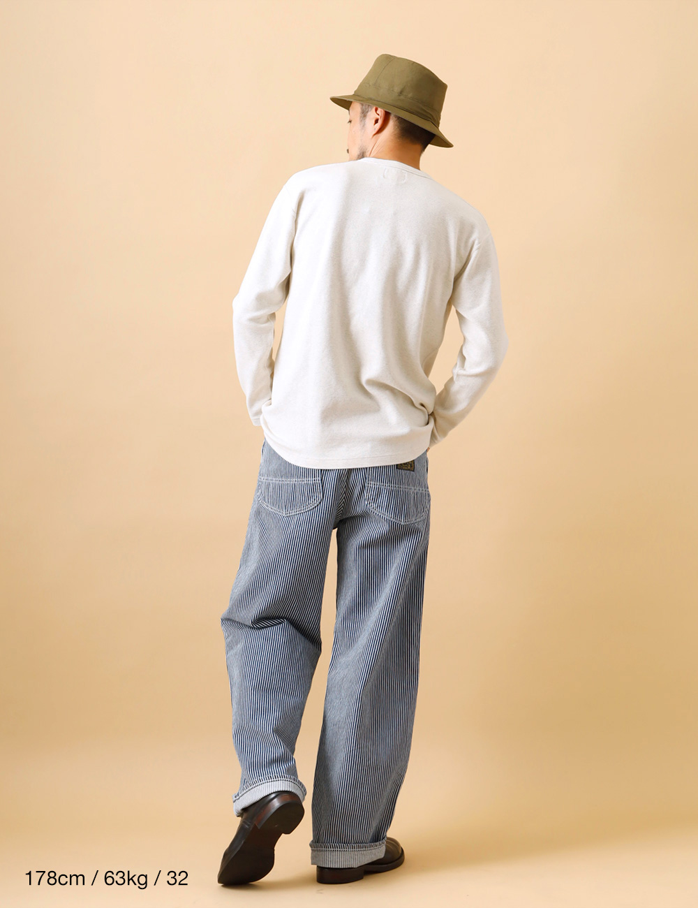 BLUE PORT ワークパンツ メンズ ヒッコリー ワイド 岡山児島 日本製