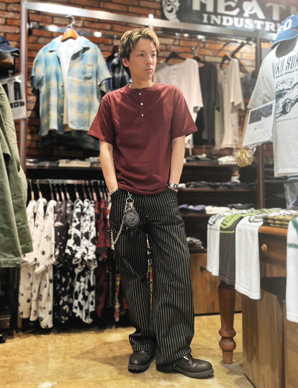 BLUE PORT ワークパンツ ワイド ウォバッシュ メンズ ワーク パンツ